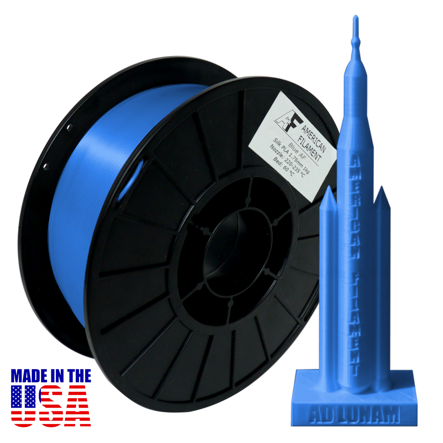 American Filament - Blue AF Silk PLA Filament (1.75mm, 1kg)