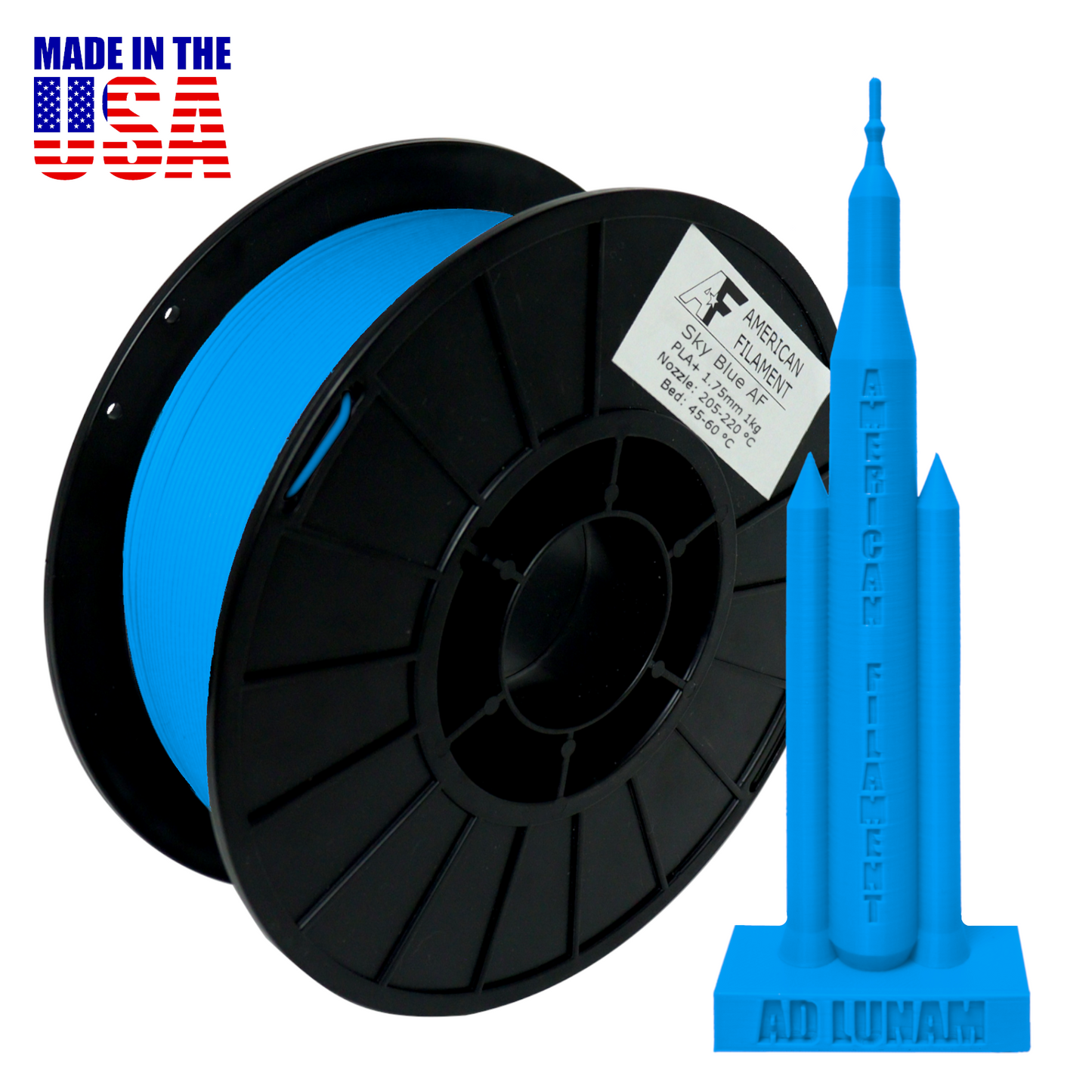 American FIlament | Sky Blue AF 1.75mm PLA+ Filament Made in the USA!