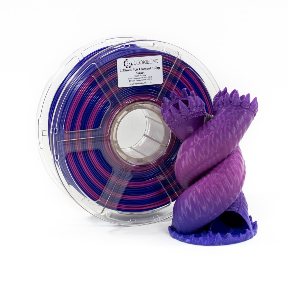 Cookiecad - Sunset Tri-Color (dark blue → purple → magenta) PLA Filament 1.75mm, 1kg