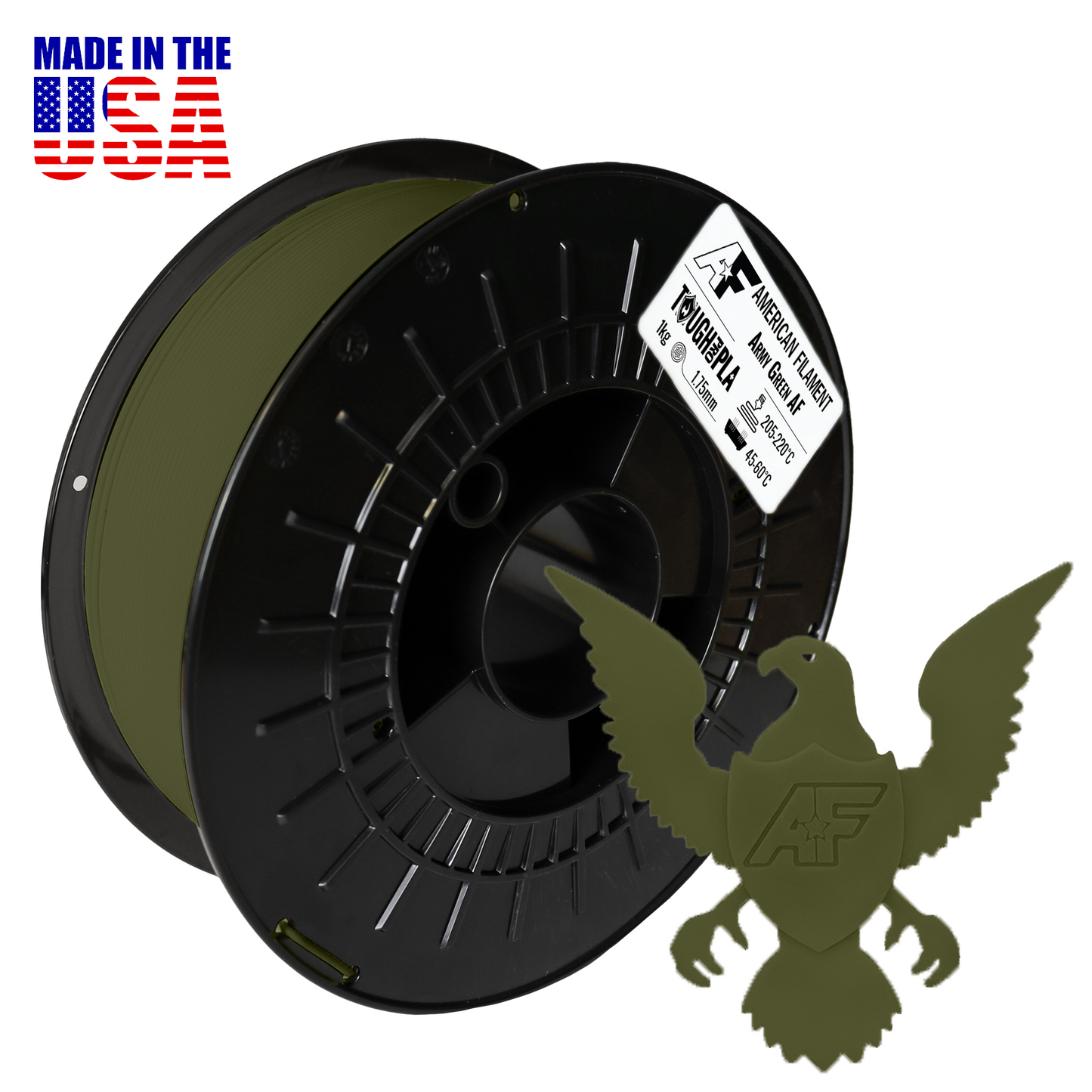 American Filament - Tough Pro PLA+ Filament | Army Green, 1.75mm (1kg)