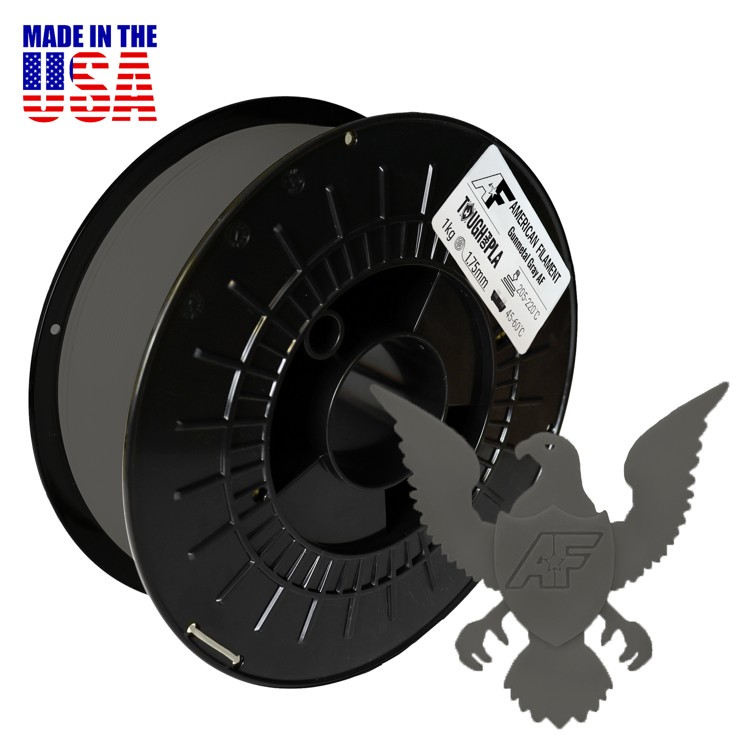 American Filament | Gunmetal Gray AF 1.75mm Tough Pro PLA+ Filament Made in the USA!