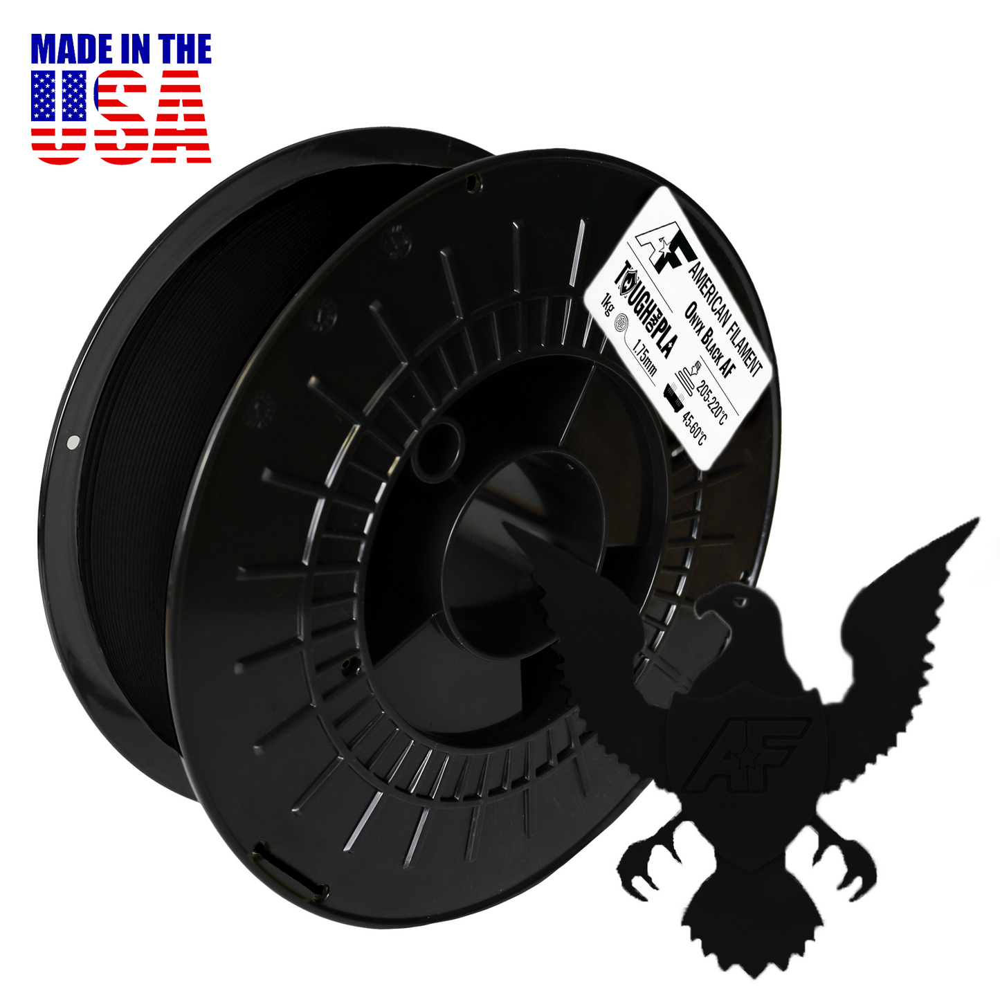 American Filament | Onyx Black AF 1.75mm Tough Pro PLA+ Filament Made in the USA!