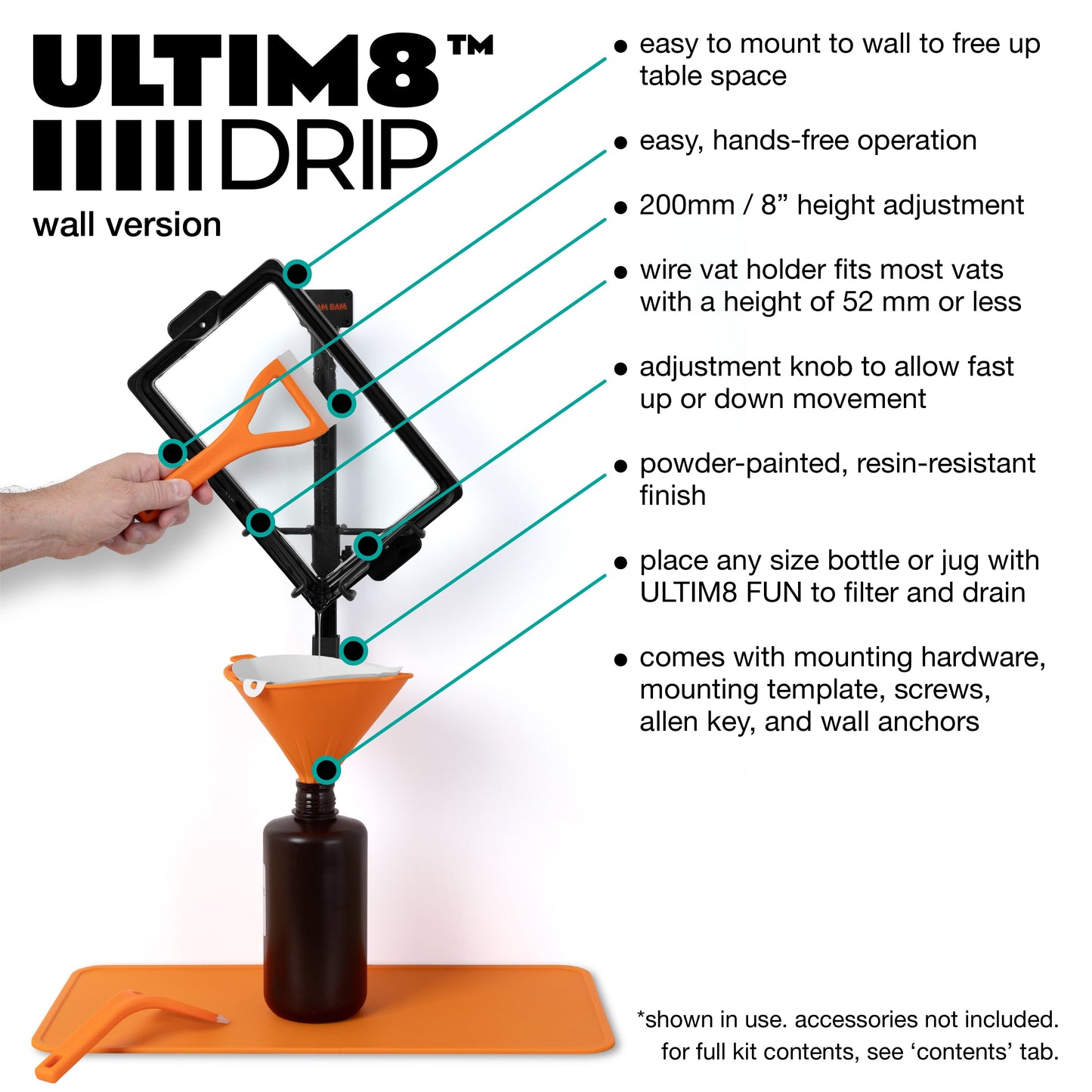 Wham Bam Systems - ULTIM8™ DRIP - Wall-Mounted Resin Vat Draining Station