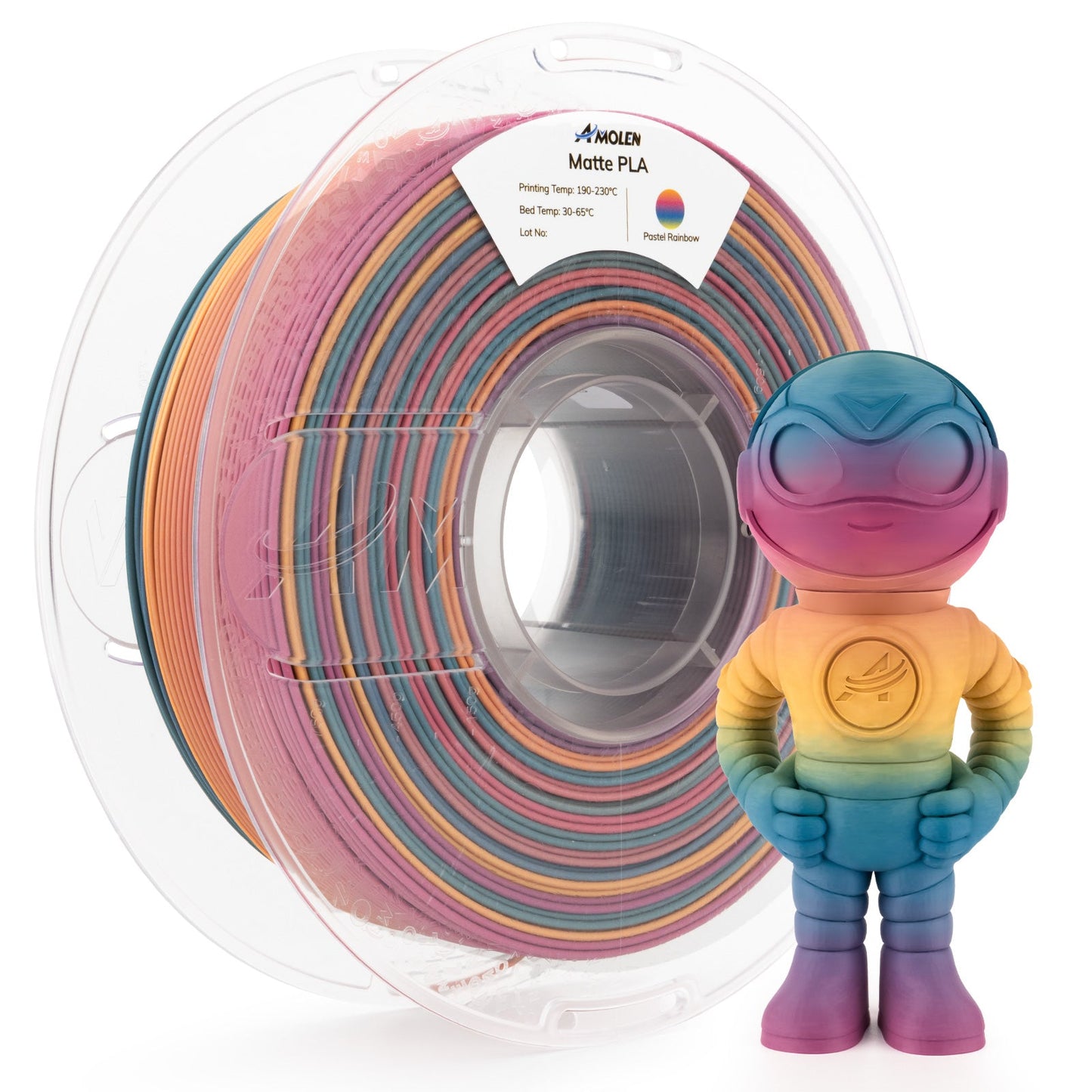 Amolen - PLA Matte Rainbow Filament 1.75mm, 1KG/2.2LB