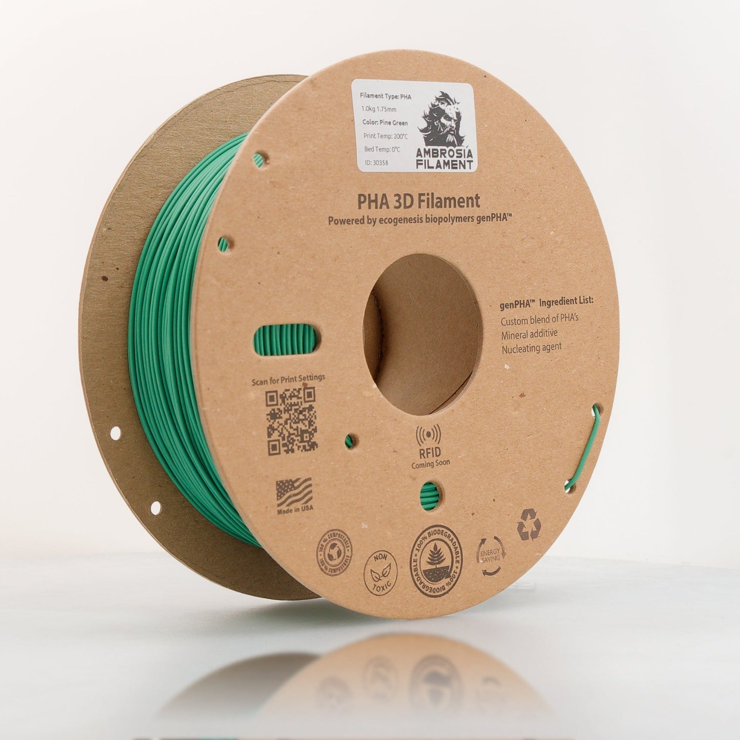 Ambrosia PHA Filament 1KG 1.75mm - Earth Friendly Filament