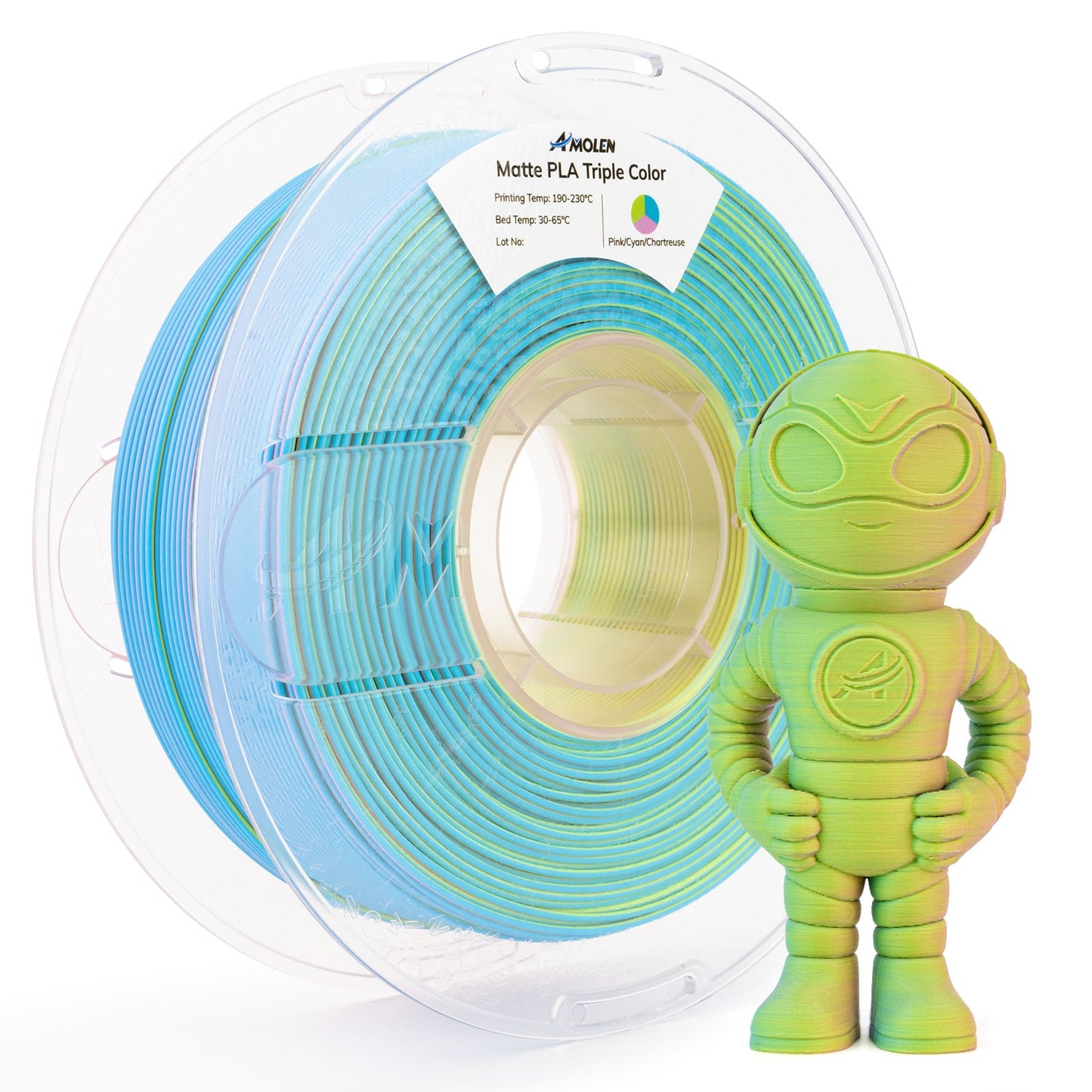 Amolen - PLA Matte Triple Filament 1.75mm, 1KG/2.2LB