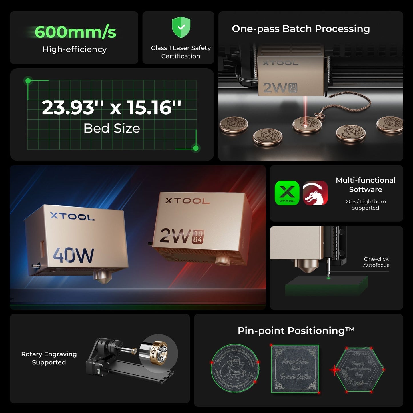 xTool - S1 + 1064nm IR Laser Kit: Enclosed Diode Laser Engraver & Cutter