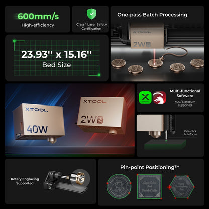 xTool - S1 + 1064nm IR Laser Kit: Enclosed Diode Laser Engraver & Cutter
