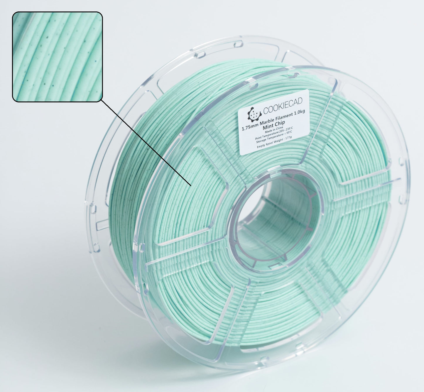Cookiecad - Mint Chip Marble Textured PLA Filament (1.75mm, 1kg)