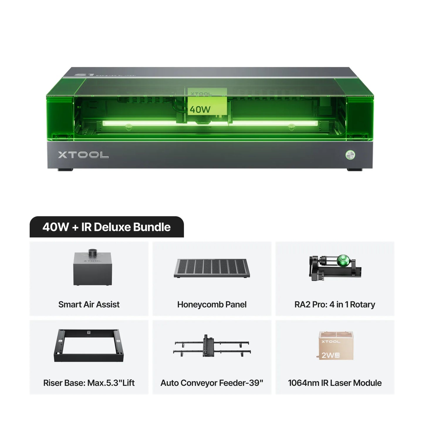 xTool - S1 + 1064nm IR Laser Kit: Enclosed Diode Laser Engraver & Cutter