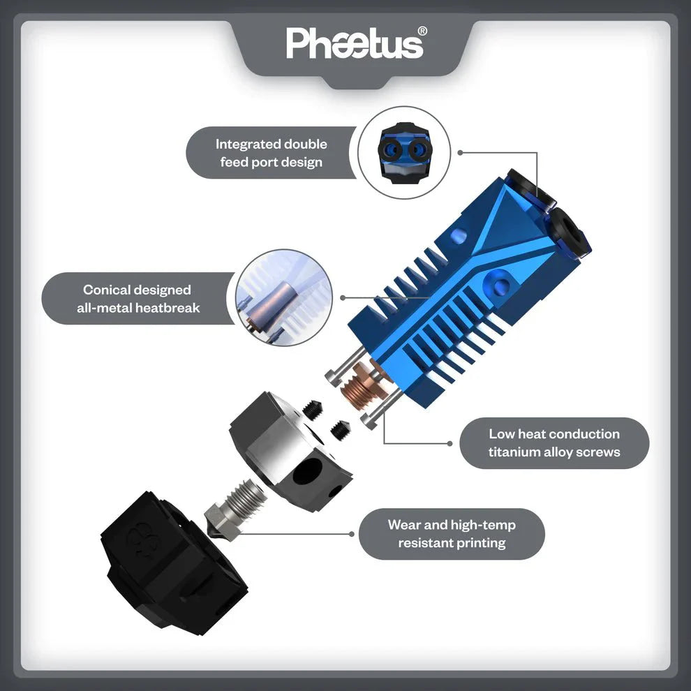 Phaetus TaiChi Dual Filament Hotend - 2-In-1-Out Extrusion System