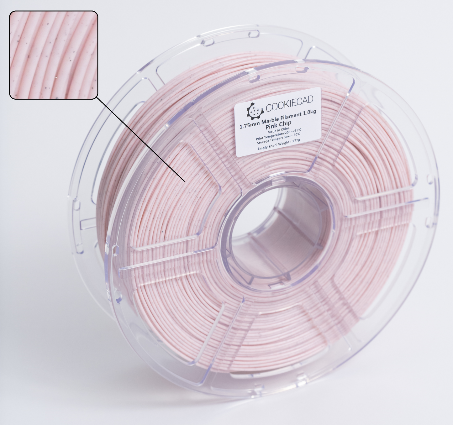 Cookiecad - Pink Chip Marble Textured PLA Filament (1.75mm, 1kg)