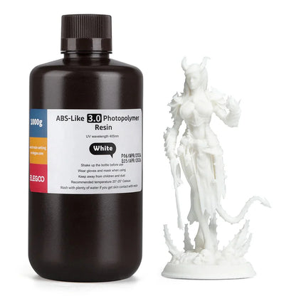ELEGOO 3D Printer Photopolymer Resin (1KG) – Standard, Water-Washable, ABS-Like, 8K & Plant-Based