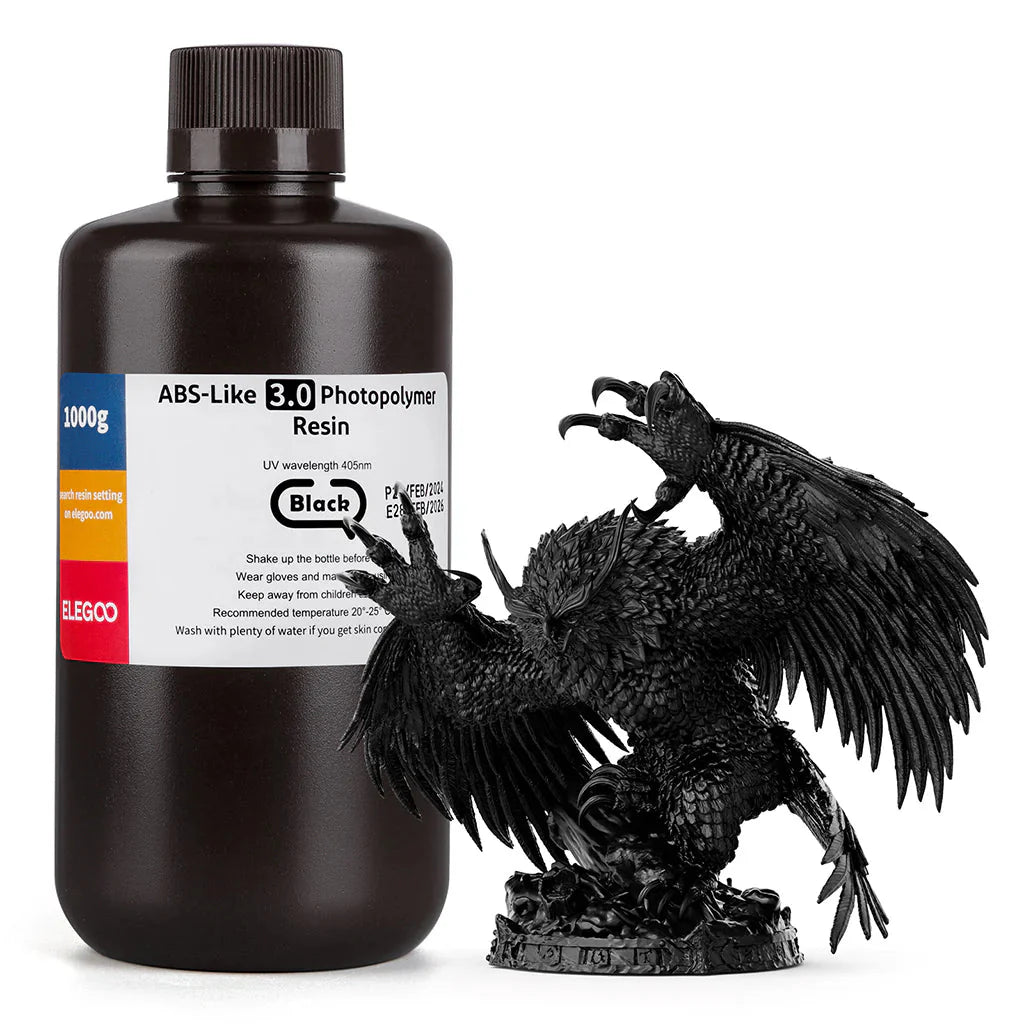 ELEGOO 3D Printer Photopolymer Resin (1KG) – Standard, Water-Washable, ABS-Like, 8K & Plant-Based
