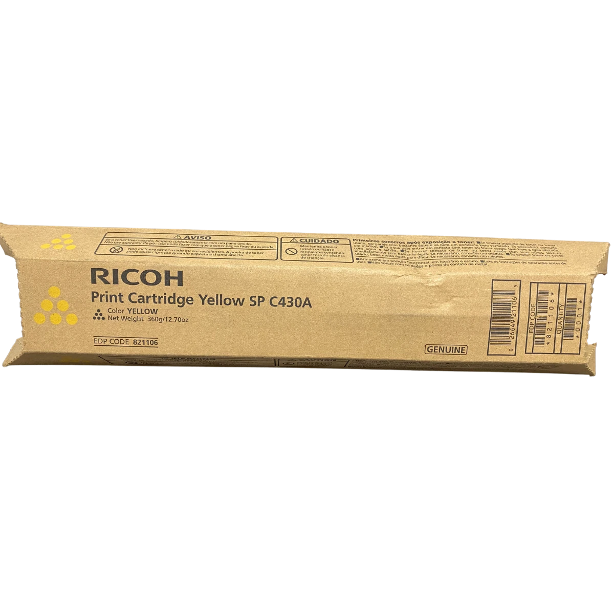 Yellow Ricoh C430A Toner Cartridge Genuine (821106)