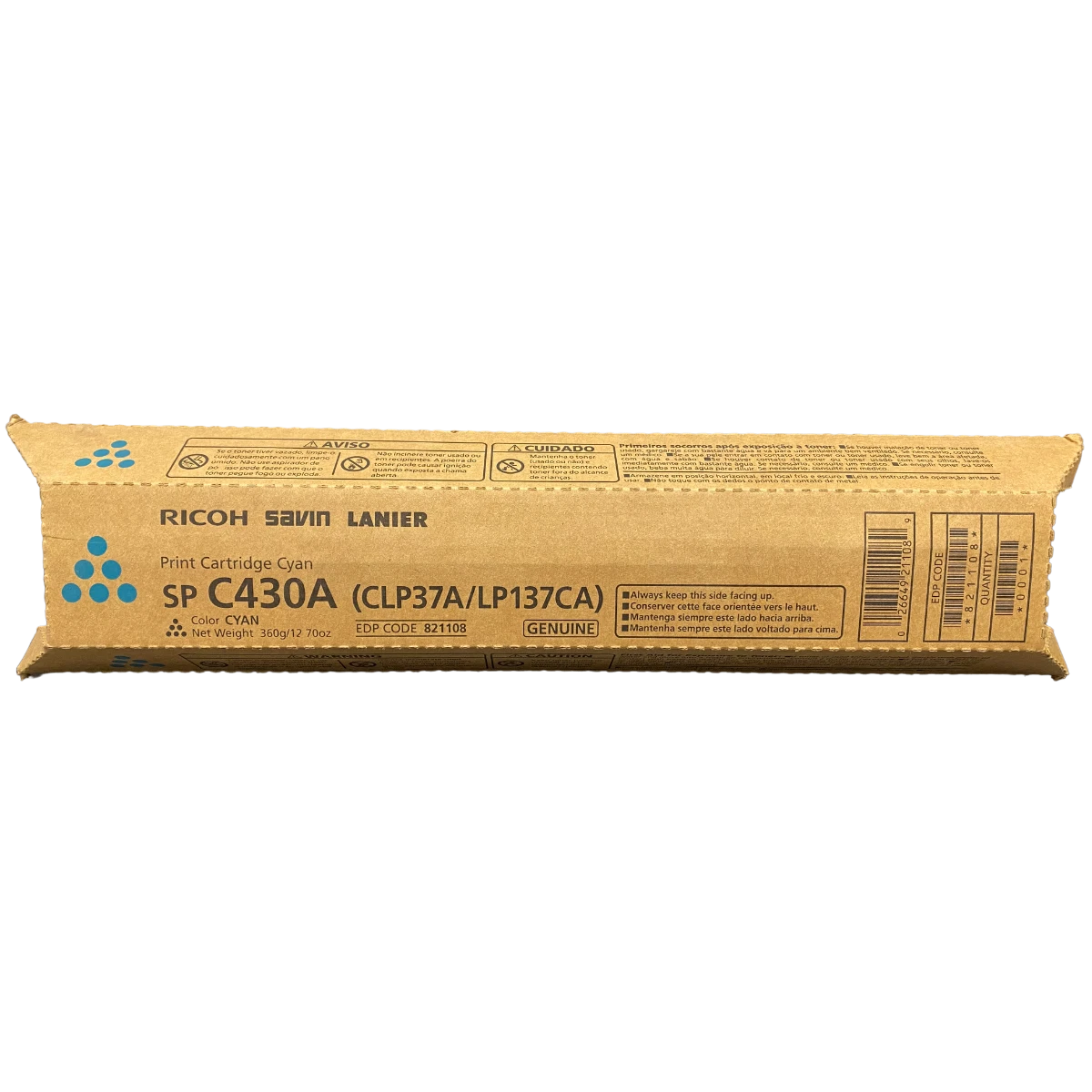 Cyan Ricoh C430A Toner Cartridge Genuine (821108)