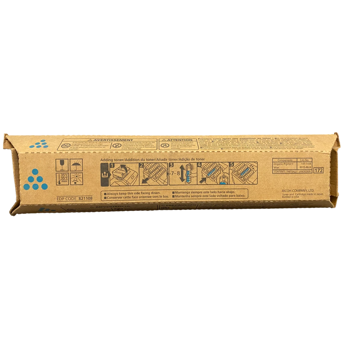 Cyan Ricoh C430A Toner Cartridge Genuine (821108)