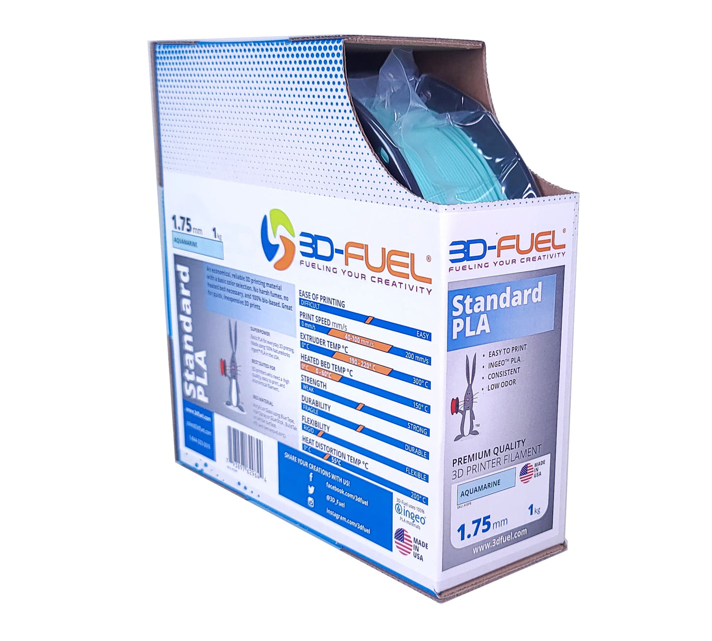 3D Fuel - Standard PLA+, Aquamarine, 1.75mm