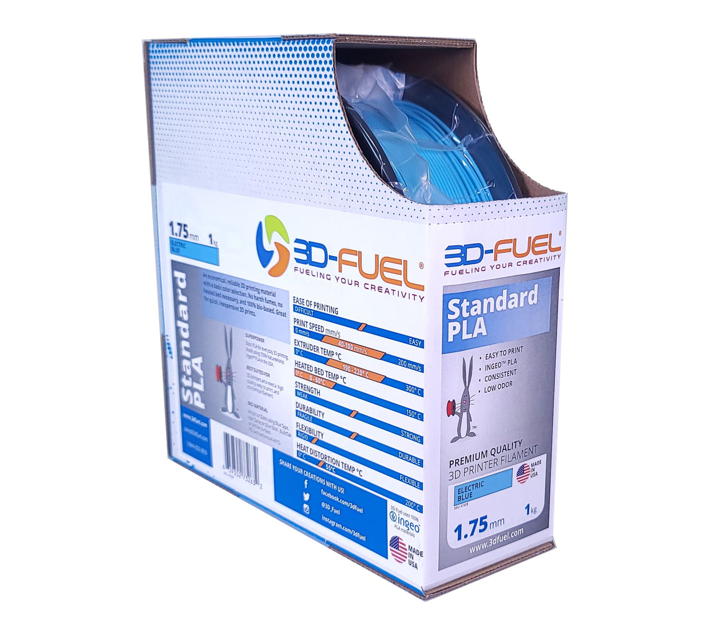 3D Fuel - Standard PLA+, Electric Blue, 1.75mm