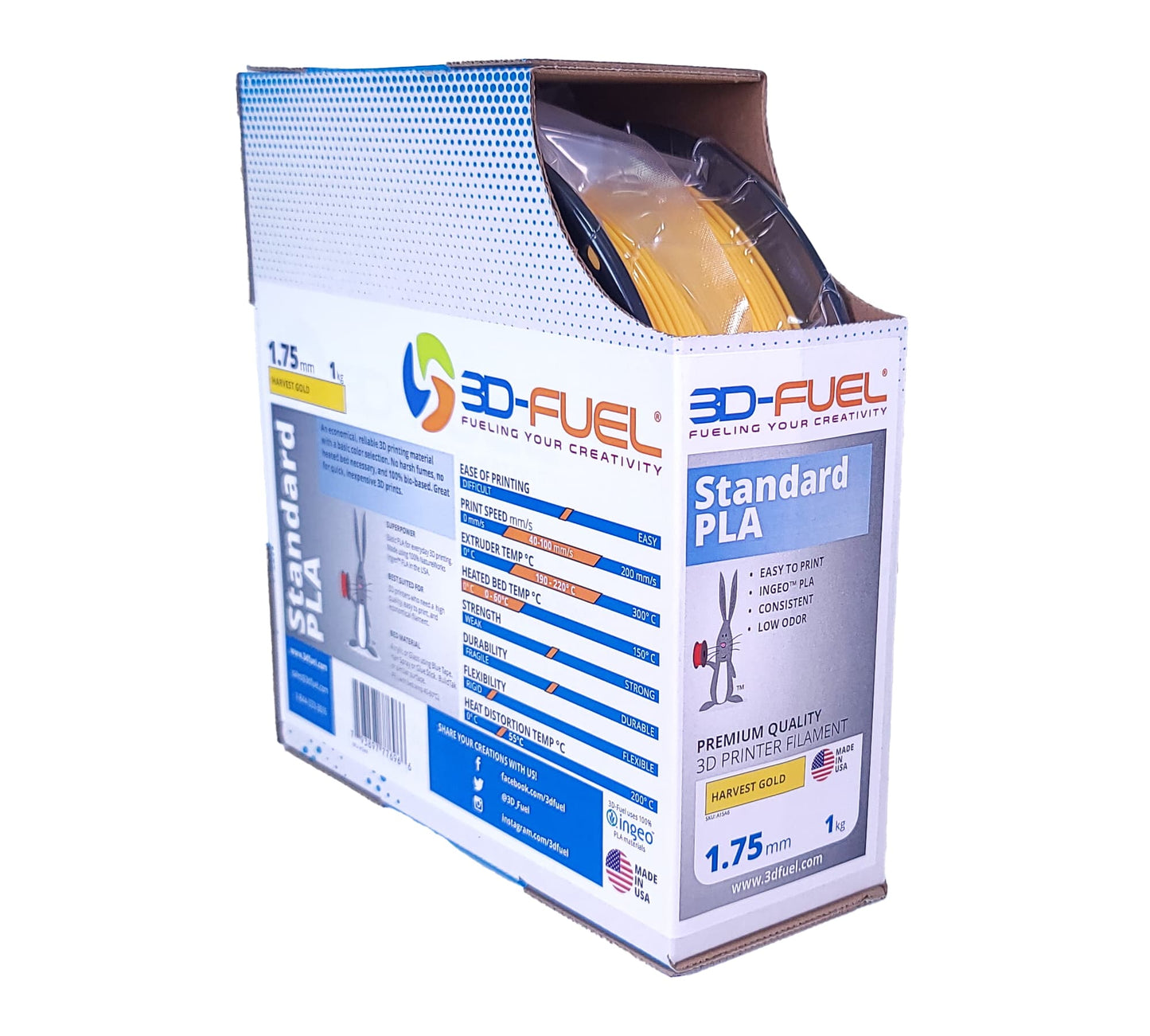 3D Fuel - Standard PLA+, Harvest Gold, 1.75mm