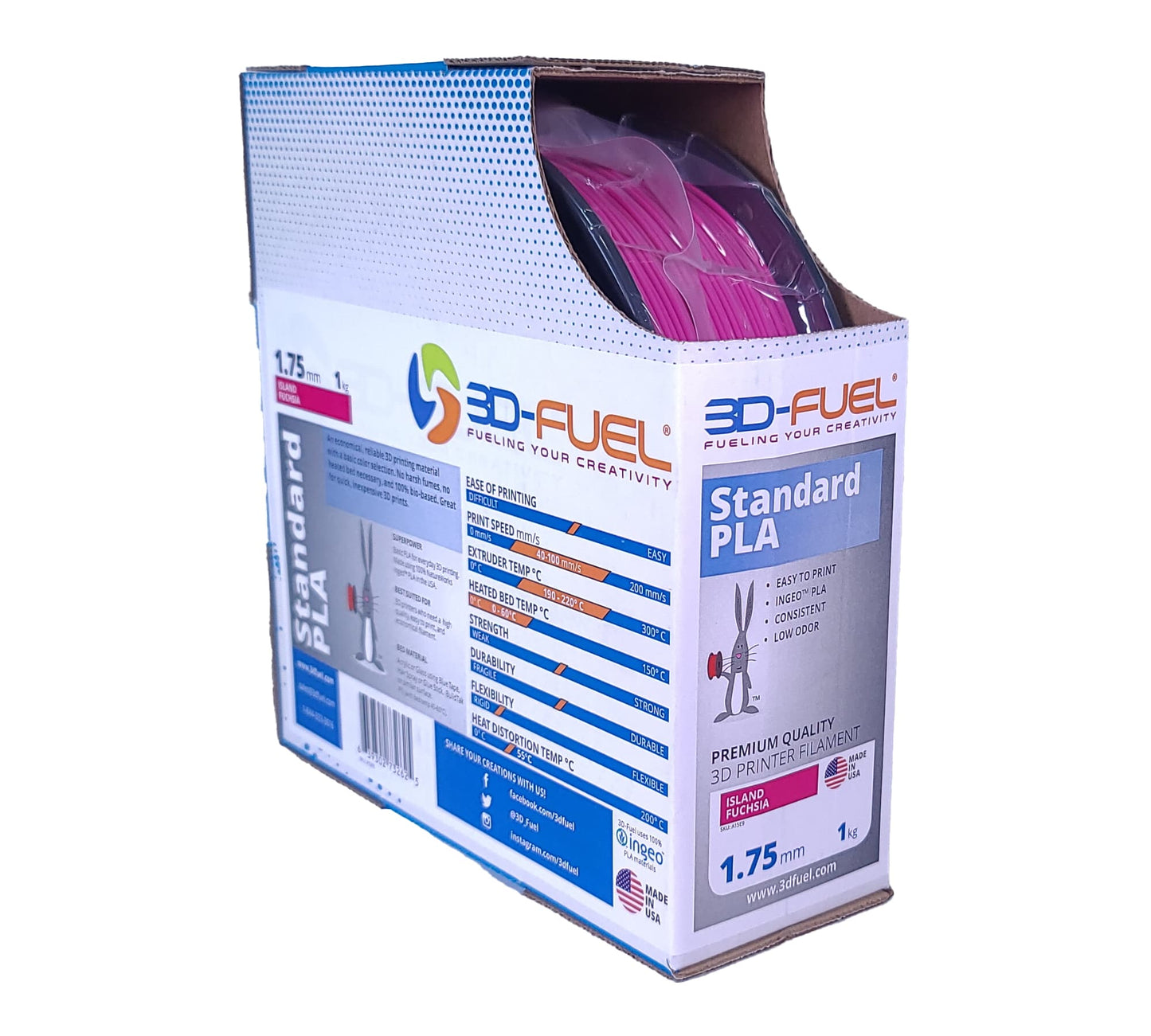 3D Fuel - Standard PLA+, Island Fuchsia, 1.75mm