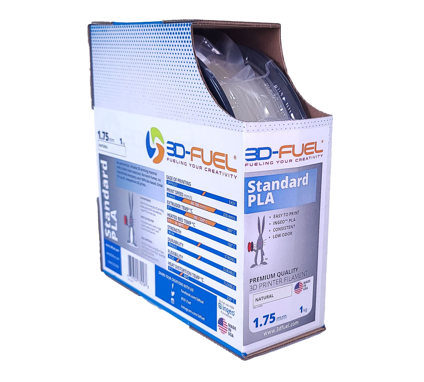 3D Fuel - Standard PLA+, Natural, 1.75mm